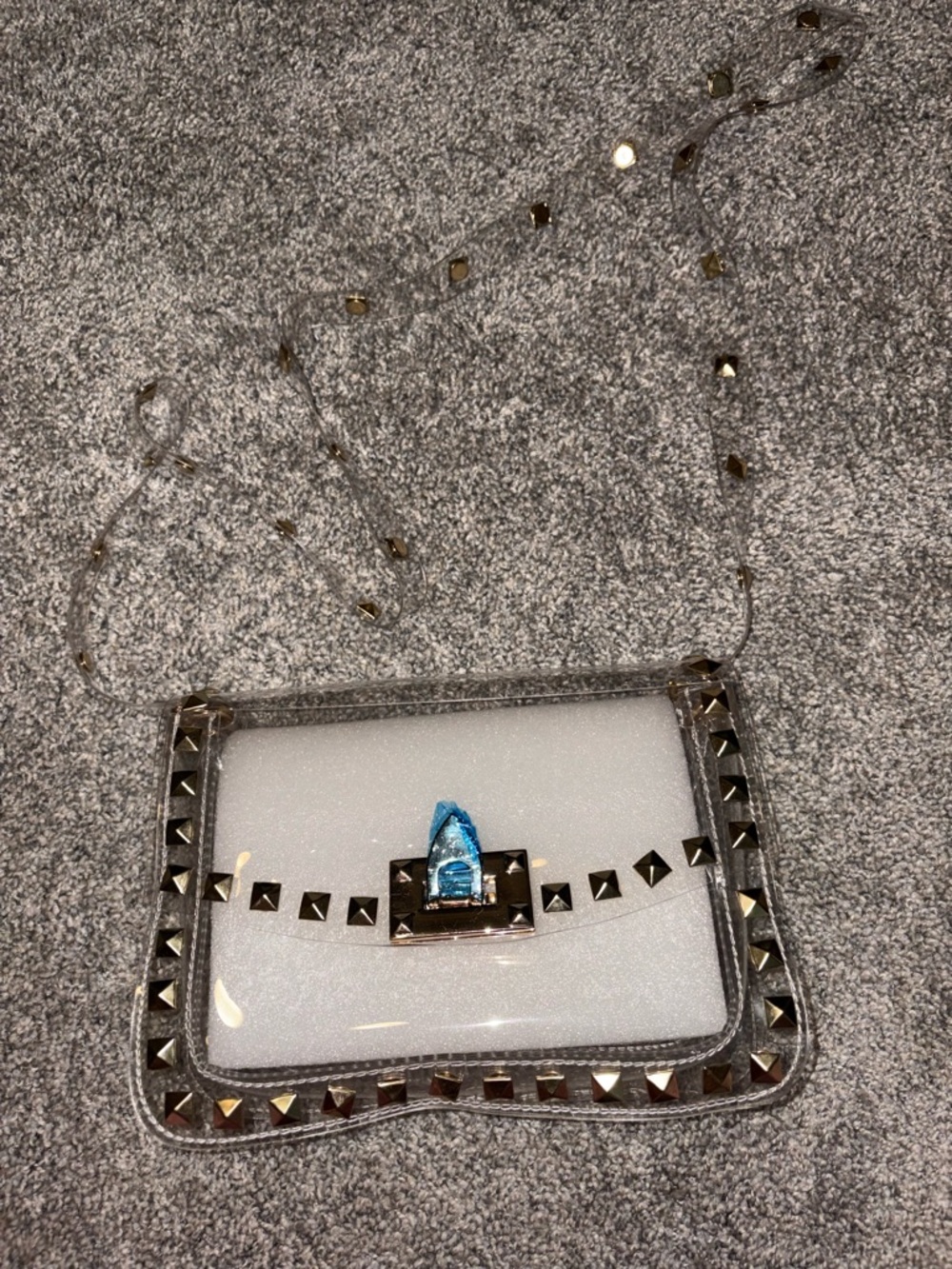 Clear Studded Crossbody Bag with Gold Hardware - Picture 2 of 3